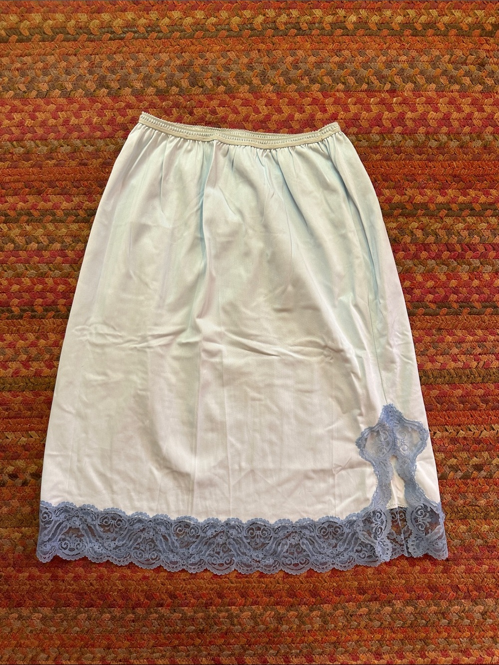 VTG VANITY FAIR Light Blue Lace Trim Half Slip Skirt